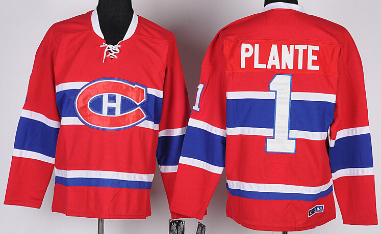Men's Montreal Canadiens #1 Jacques Plante Red CCM Jersey Men's Montreal Canadiens #1 Jacques Plante Red CCM Jersey